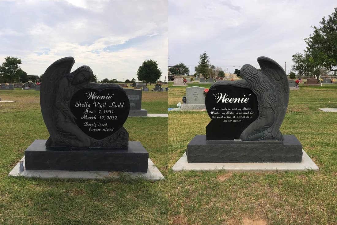 Angels granite memorial by Sadler & Son Monument Works, AN 16