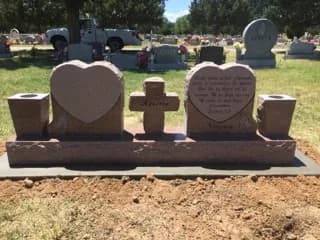 Double Heart granite memorial by Sadler & Son Monument Works, DH 12