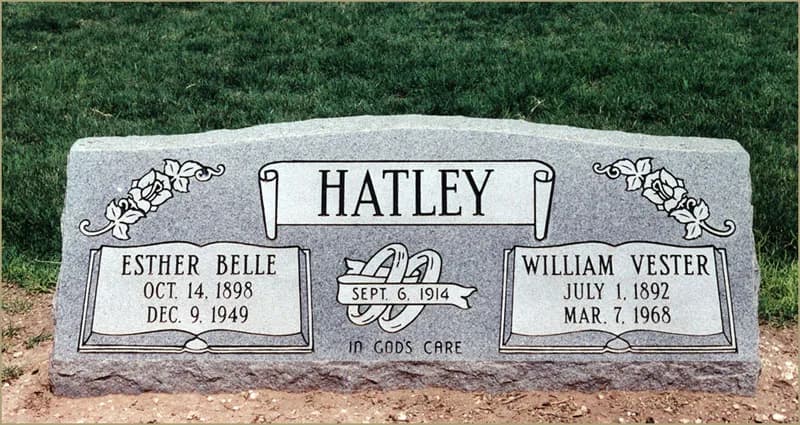 Double Upright granite memorial by Sadler & Son Monument Works, DU 28