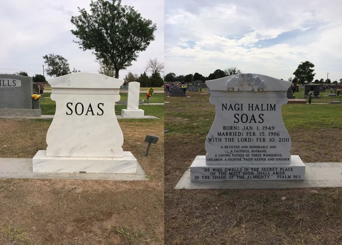 Single Upright granite memorial by Sadler & Son Monument Works, SU 19
