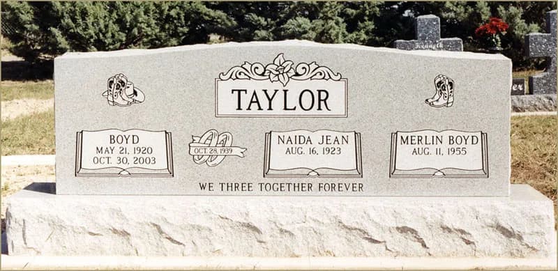 Triple Upright granite memorial by Sadler & Son Monument Works, TU 05
