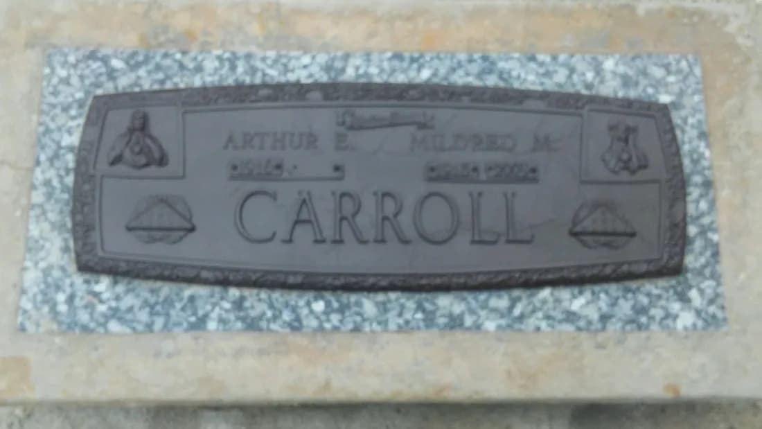 Before and after photos of a refurbished bronze marker after years of being in a cemetery